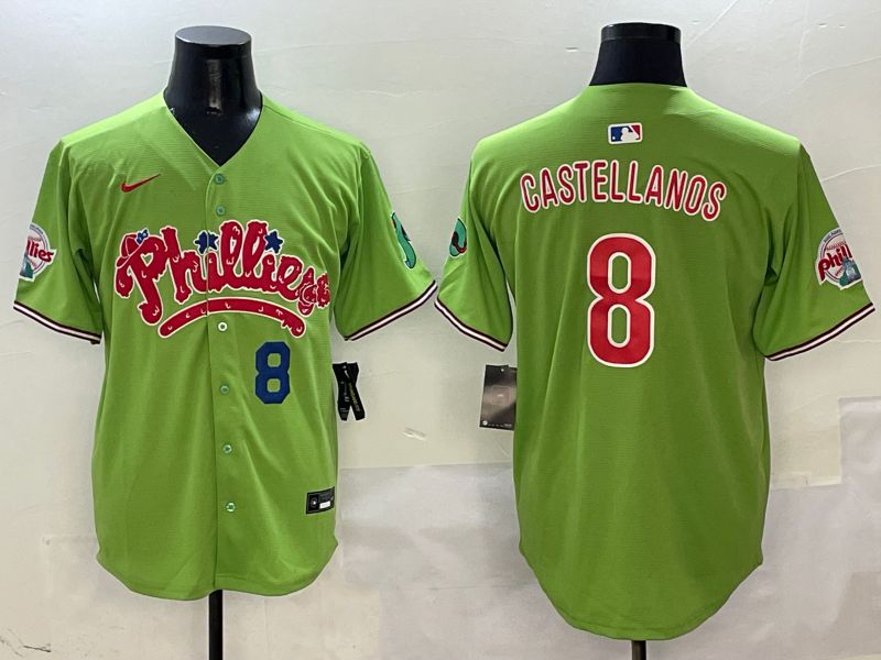 Men Philadelphia Phillies #8 Castellanos Green Five generations Nike 2025 MLB Jersey style 5->philadelphia phillies->MLB Jersey